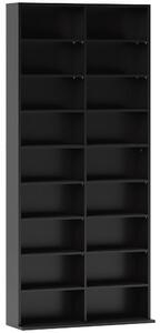 HOMCOM Scaffale Porta CD con 14 Ripiani Regolabili, Capacità di 640 CD/360 DVD, 78.5x24x175 cm, Nero