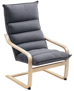 HOMCOM Poltrona a Dondolo Moderna con Braccioli in Legno e Cuscini Spessi in Velluto, 67x83x105 cm, Grigio