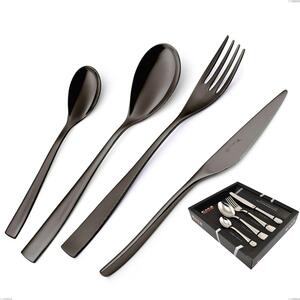 Confezione vetrina 24 pezzi EtoIle PVD Black, Acciaio 18/10 lucido, spessore 4 mm, PVD black