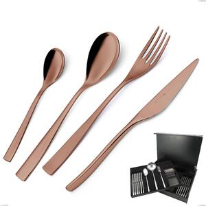 Servizio di posate 75 pezzi in astuccio di legno Etoile PVD Chocolate, Acciaio 18/10 lucido, spessore 4 mm, pvd chocolate