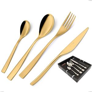 Confezione vetrina 24 pezzi Etoile PVD Gold, Acciaio 18/10 lucido, spessore 4 mm, pvd oro