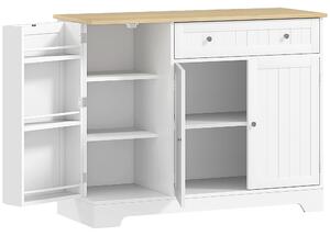 HOMCOM Credenza Moderna con Spazio di Archiviazione, Mobile Buffet con Cassetto, Ripiani Regolabili, Piccola Dispensa da Cucina con Ripiani Porta, Bianco | Aosom Italy