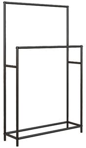 HOMCOM Portasciugamani da Terra a 2 Bracci Autoportante in Metallo, 66x20x110 cm, Nero | Aosom Italy