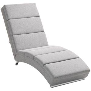 HOMCOM Chaise Longue Reclinabile con Schienale Alto, Imbottitura Spessa e Gambe in Metallo, Grigio Chiaro | Aosom Italy