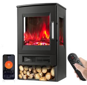 Clanmacy caminetto elettrico 900W/1800W a piantana con ventilatore riscaldatore telecomando effetto fiamma LED