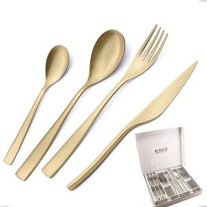 Cofanetto 24 pezzi Etoile PVD Sabbiato Champagne, Acciaio 18/10 sabbiato, spessore 4 mm, pvd champagne
