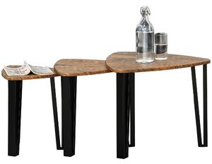 Homcom Set di 3 Tavolini da Caffè Stile Scandinavo con Gambe in Acciaio e Finitura Noce