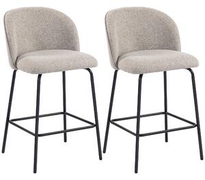 HOMCOM Set 2 Sgabelli da Bar con Schienale e Poggiapiedi, Rivestimento in Tessuto e Gambe in Acciaio, Grigio | Aosom Italy