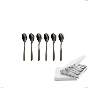 Confezione a libro 6 pezzi cucchiaini caff� Eleven PVD Black, Acciaio inox 18.10, spessore 2,5 mm