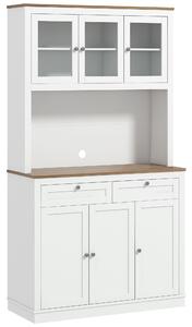 HOMCOM Credenza Cucina Alta con 4 Armadietti, 2 Cassetti e Piano Centrale, 100x40x180 cm, Bianco | Aosom Italy