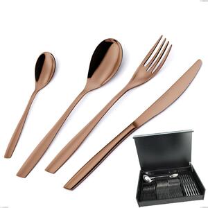Servizio di posate 51 pezzi in astuccio di legno ELeven PVD Chocolate, Acciaio 18/10 lucido, spessore 2.5 mm, PVD chocolate
