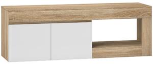 HOMCOM Mobile TV Moderno 60" max con Armadietto 2 Ante e Ripiano Aperto, 140x40x48 cm, Bianco e color Legno | Aosom Italy