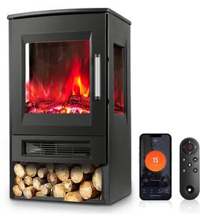 Caminetto elettrico Clanmacy 900W/1800W elettrico a piantana con telecomando effetto fiamma LED