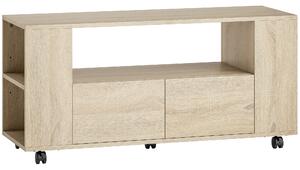 HOMCOM Mobile Porta TV da 42" con Ruote Girevoli e Freno, Ripiani Regolabili e Cassetti, 102x34.5x48.5 cm, Legno | Aosom Italy