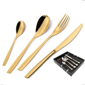 Confezione vetrina 24 pezzi Eleven PVD Gold, Acciaio 18/10 lucido, spessore 2.5 mm, PVD oro