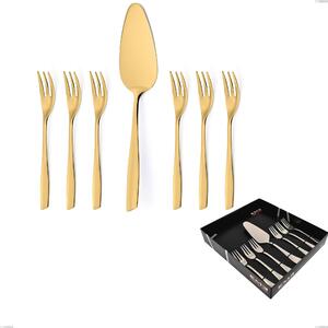 Confezione vetrina 7 pezzi dolce Eleven PVD Gold, Acciaio 18/10 lucido, spessore 2.5 mm, PVD oro