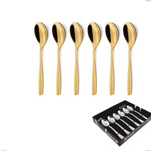 Confezione vetrina 6 pezzi caff� Eleven PVD Gold, Acciaio 18/10 lucido, spessore 2.5 mm, PVD oro