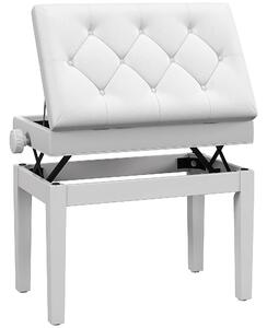 HOMCOM Sgabello Pianoforte Regolabile con Vano Portaoggetti e Seduta Imbottita, 54.5x33x48-58 cm, Bianco | Aosom Italy