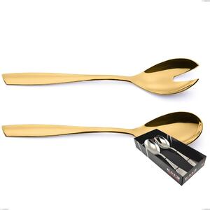Confezione vetrina 2 pezzi insalata Eleven PVD Gold, Acciaio 18/10 lucido, spessore 2.5 mm, PVD oro