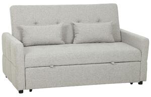 HOMCOM Divano 2 Posti Convertibile in Divano Letto Clic Clac con 2 Cuscini in Tessuto, Grigio Chiaro | Aosom Italy