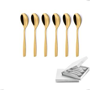 Confezione a libro 6 pezzi cucchiaini caff� Eleven PVD Gold, Acciaio 18/10 lucido, spessore 2.5 mm, PVD oro