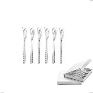 Confezione a libro 6 pezzi forchette dolce eleven exa, Acciaio inox Aisi 304 Acciaio lucido disegno laser, spessore 2.5mm