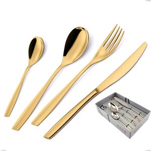 Confezione vetrina 16 pezzi Eleven PVD Gold, Acciaio 18/10 lucido, spessore 2.5 mm, PVD oro