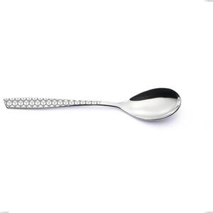 Cucchiaio da servizio eleven exa, Acciaio inox Aisi 304 Acciaio lucido disegno laser, spessore 2.5mm, lunghezza 253 mm