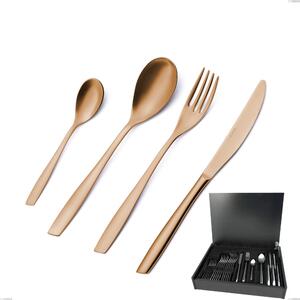 Servizio di posate 24 pezzi in astuccio di legno Eleven rose brunita lucida , Acciaio inox 18/10 (AISI 304), spessore 2,5 mm