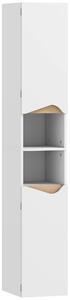 HOMCOM Mobile Colonna Bagno in Legno con 2 Ripiani Aperti e 2 Armadietti, 30x34.6x180.5 cm, Bianco e color Legno | Aosom Italy