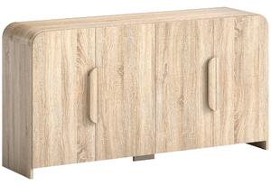 HOMCOM Credenza Cucina con 2 Armadietti, Ante Soft-Close e Ripiani Regolabili, 157x39x82 cm, Legno Naturale | Aosom Italy