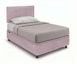 Letto 1 Piazza e Mezza Contenitore Imbottito 120x190 cm Microfibra Glicine Boxmax Testata Square