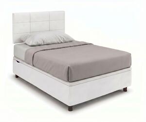 Letto Singolo Contenitore Imbottito 80x190 cm Similpelle Bianco BoxMax Testata Square