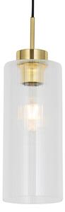 Lampada a sospensione Art Déco oro con vetro - Laura