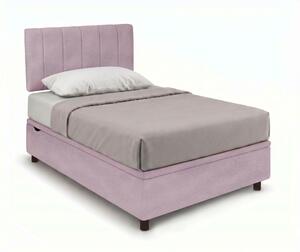 Letto Singolo Contenitore Imbottito 80x190 cm Microfibra Glicine BoxMax Testata Vertical
