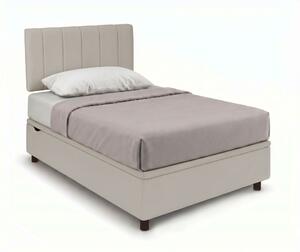 Letto Singolo Contenitore Imbottito 80x190 cm Similpelle Tortora BoxMax Testata Vertical