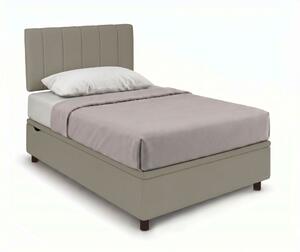 Letto Singolo Contenitore Imbottito 80x190 cm Similpelle Cappuccino BoxMax Testata Vertical
