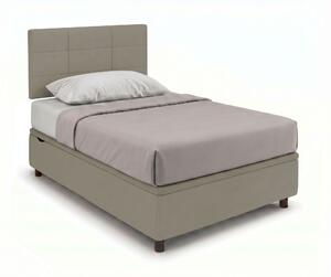 Letto Singolo Contenitore Imbottito 80x190 cm Similpelle Cappuccino BoxMax Testata Square