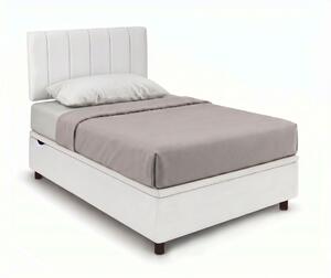 Letto Singolo Contenitore Imbottito 80x190 cm Similpelle Bianco BoxMax Testata Vertical