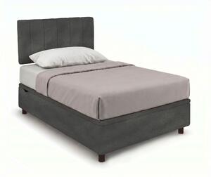 Letto Singolo Contenitore Imbottito 80x190 cm Microfibra Grigio BoxMax Testata Vertical