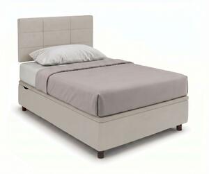 Letto 1 Piazza e Mezza Contenitore Imbottito 120x200 cm Similpelle Tortora Boxmax Testata Square