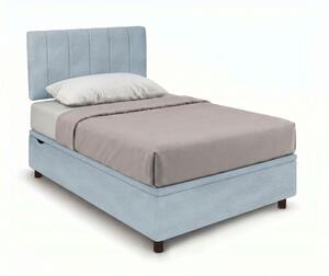 Letto Singolo Contenitore Imbottito 80x200 cm Microfibra Azzurro BoxMax Testata Vertical