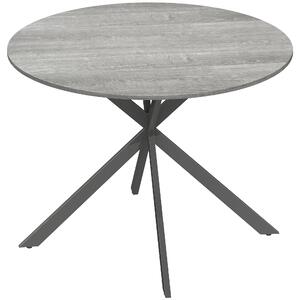 Tavolo da Pranzo Rotondo Stile Industriale Ø100x75 cm con Piano in Truciolare e Gambe a Croce in Acciaio Grigio