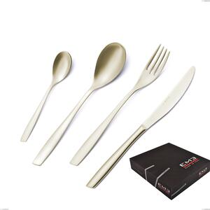 Set di posate 75 pezzi Eleven PVD Champagne in confezione regalo, acciaio 18/10 sabbiato, spessore 2.5 mm, pvd champagne