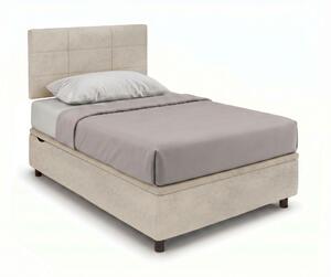 Letto Singolo Contenitore Imbottito 80x200 cm Microfibra Sabbia BoxMax Testata Square