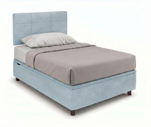 Letto Singolo Contenitore Imbottito 80x200 cm Microfibra Azzurro BoxMax Testata Square