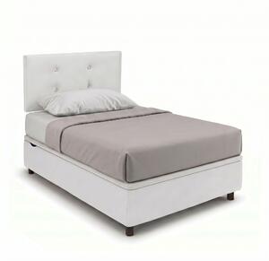 Letto Singolo Contenitore Imbottito 80x190 cm Similpelle Bianco BoxMax Testata Button