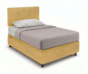 Letto Singolo Contenitore Imbottito 80x190 cm Microfibra Ocra BoxMax Testata Square