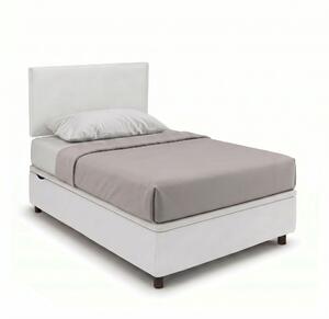Letto Singolo Contenitore Imbottito 80x200 cm Similpelle Bianco BoxMax Testata Flat