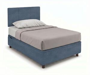 Letto Singolo Contenitore Imbottito 80x200 cm Microfibra Blu BoxMax Testata Square